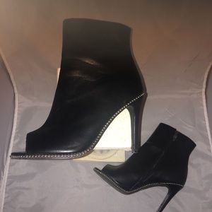 Soft black bootie silver bead trim